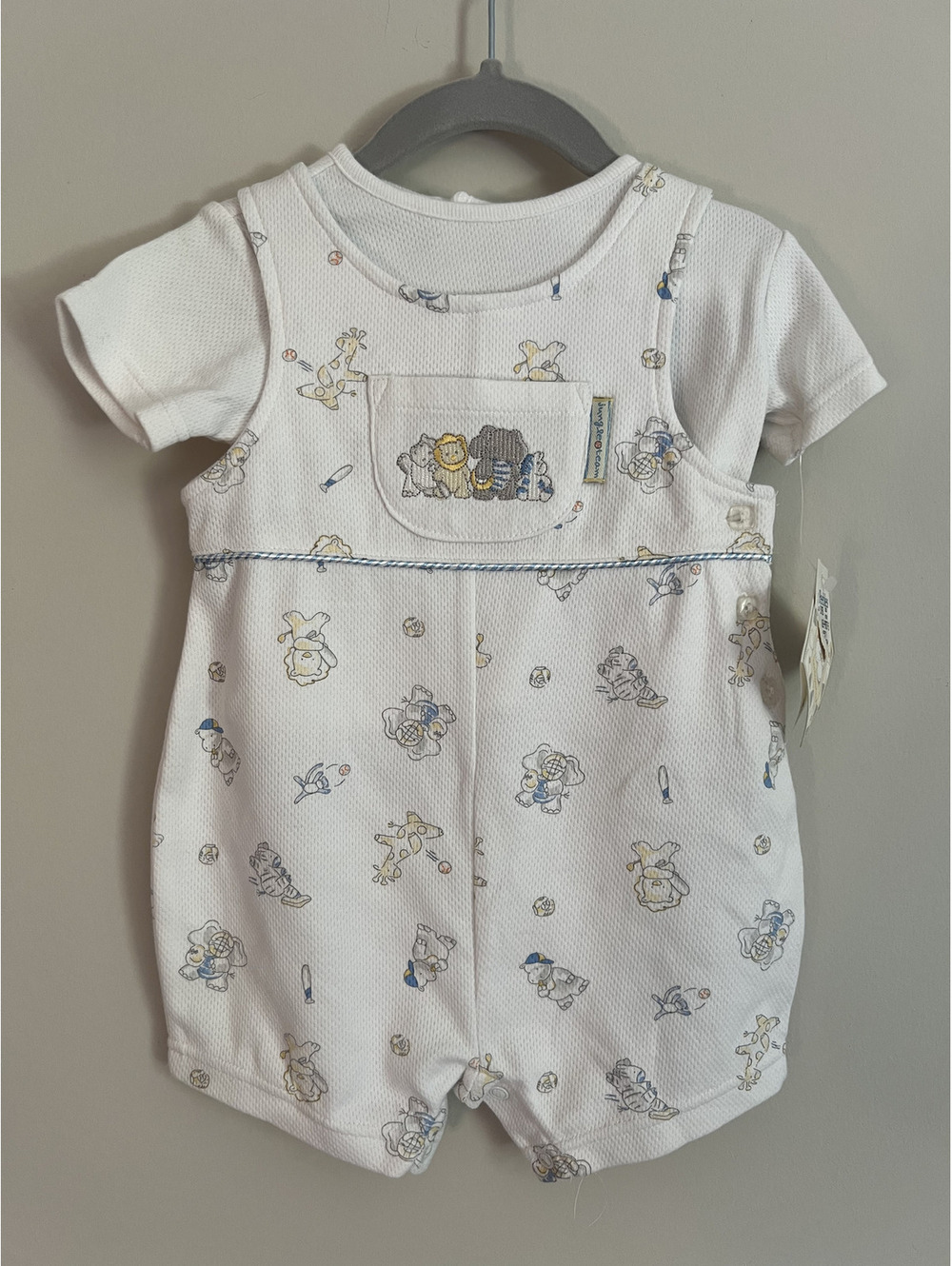 Vintage Baby Headquarters Sports Animals Shortall Set, 6-9 Months, New with Tags